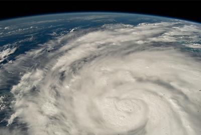 A satellite image of Hurricane Ian