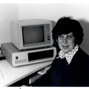 Young Buckholtz sitting at computer