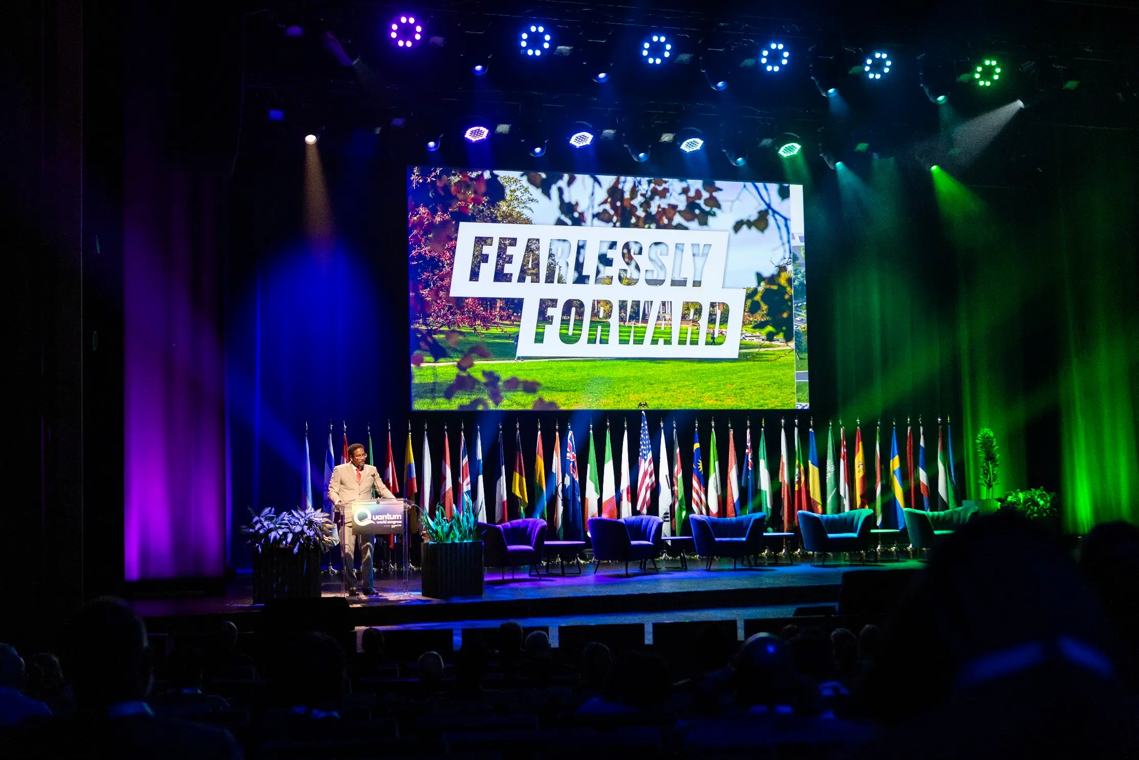 University of Maryland President Darryll J. Pines delivers keynote address at Quantum World Congress 2025
