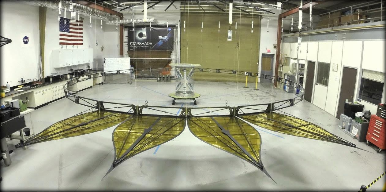 A half-scale prototype of a starshade at NASA’s Jet Propulsion Laboratory