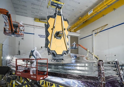 The JWST partially folded up as it was tested in preparation for its launch