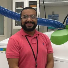 George Caceres in the lab