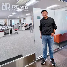 Peng Yue in ReviR Therapeutics office