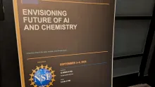 Sign at the entrance to an NSF workshop on using AI in chemistry.