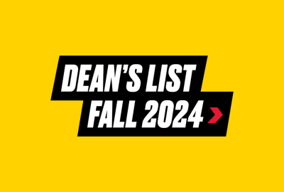 A graphic with bold, all-caps words that say DEAN'S LIST FALL 2024