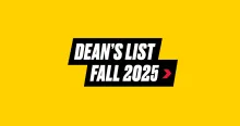 A UMD gold-colored box with bold italic text on a black ribbon that says Dean's List Fall 2025