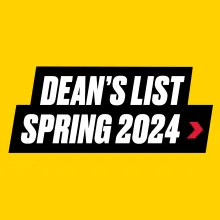 Dean's List Spring 2024 text on gold box