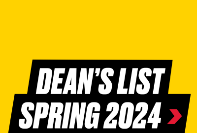 Dean's List Spring 2024 text on gold box