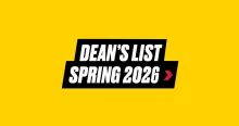 A UMD gold-colored box with bold italic text that says Dean's List Spring 2026