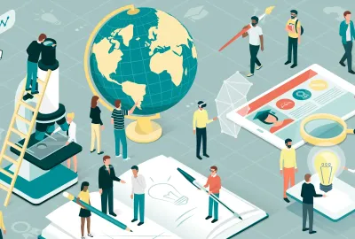 Cartoon of teachers teaching.