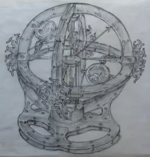 quantum steampunk sculpture sketch