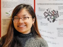 Biochemistry senior Crystal Li with her project