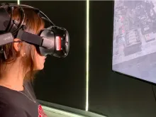person wearing a vr headset