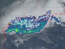 Satellite image of record extent of lightning flash over the southern United States on April 29, 2020