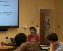 Kian Mostoufi ’25 teaching the student-initiated course “The Psychology of Habit Building in Education."