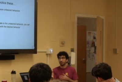 Kian Mostoufi ’25 teaching the student-initiated course “The Psychology of Habit Building in Education."