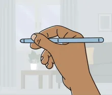 Hand writing with stylus