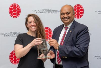 Jessica Sadler (left) with CMNS Dean Amitabh Varshney