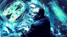 Current quantum computers, utilizing technologies like the trapped ion device on the left, are beginning to tackle problems theoretical physicists care about, like simulating particle physics models. More than 60 years ago, the physicist Julian Schwinger laid the foundation for describing the relativistic and quantum mechanical behaviors of subatomic particles and the forces among them, and now his namesake model is serving as an early challenge for quantum computers.