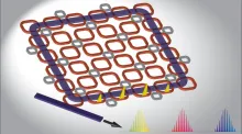 Rendering of a light-guiding lattice of micro-rings that researchers predict will create a highly efficient frequency comb. (Credit: S. Mittal/JQI)