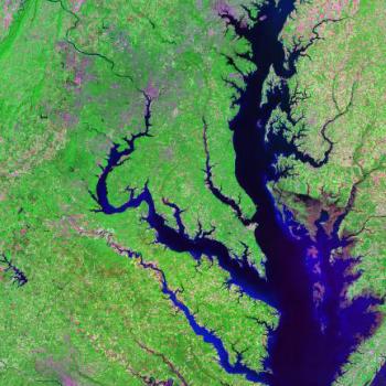 A satellite image of the Chesapeake Bay