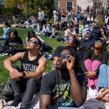 Students viewing 2024 solar eclipse