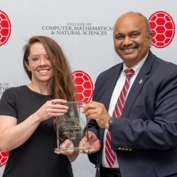 Jessica Sadler (left) with CMNS Dean Amitabh Varshney