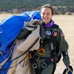 Maddie Fischer pictured after skydiving