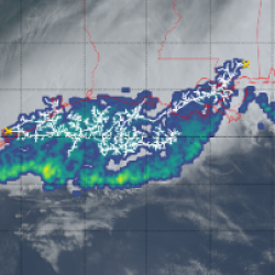 Satellite image of record extent of lightning flash over the southern United States on April 29, 2020