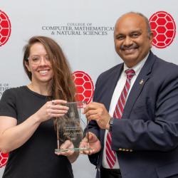 Jessica Sadler (left) with CMNS Dean Amitabh Varshney