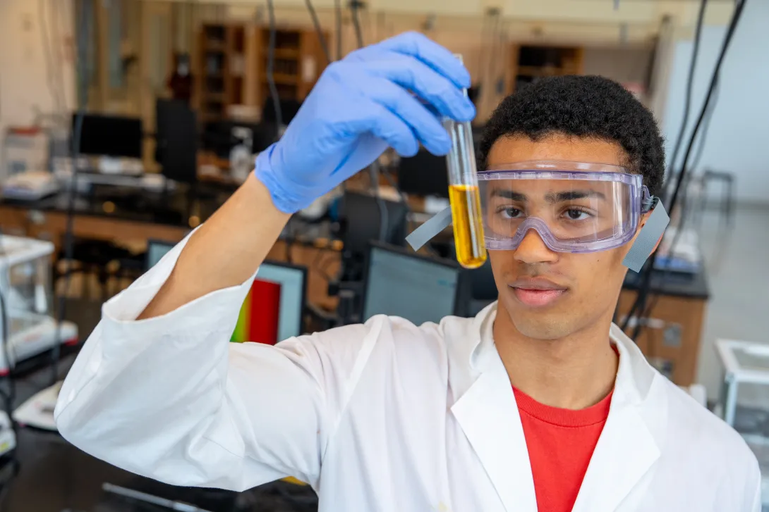 Jamil Adam in the chemistry lab